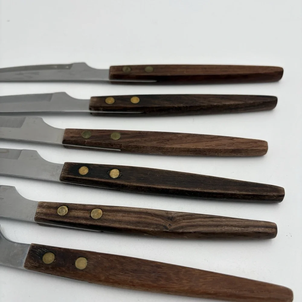6 St. Regis Stainless‎ Steel Steak Knives Japan Retro MCM Design